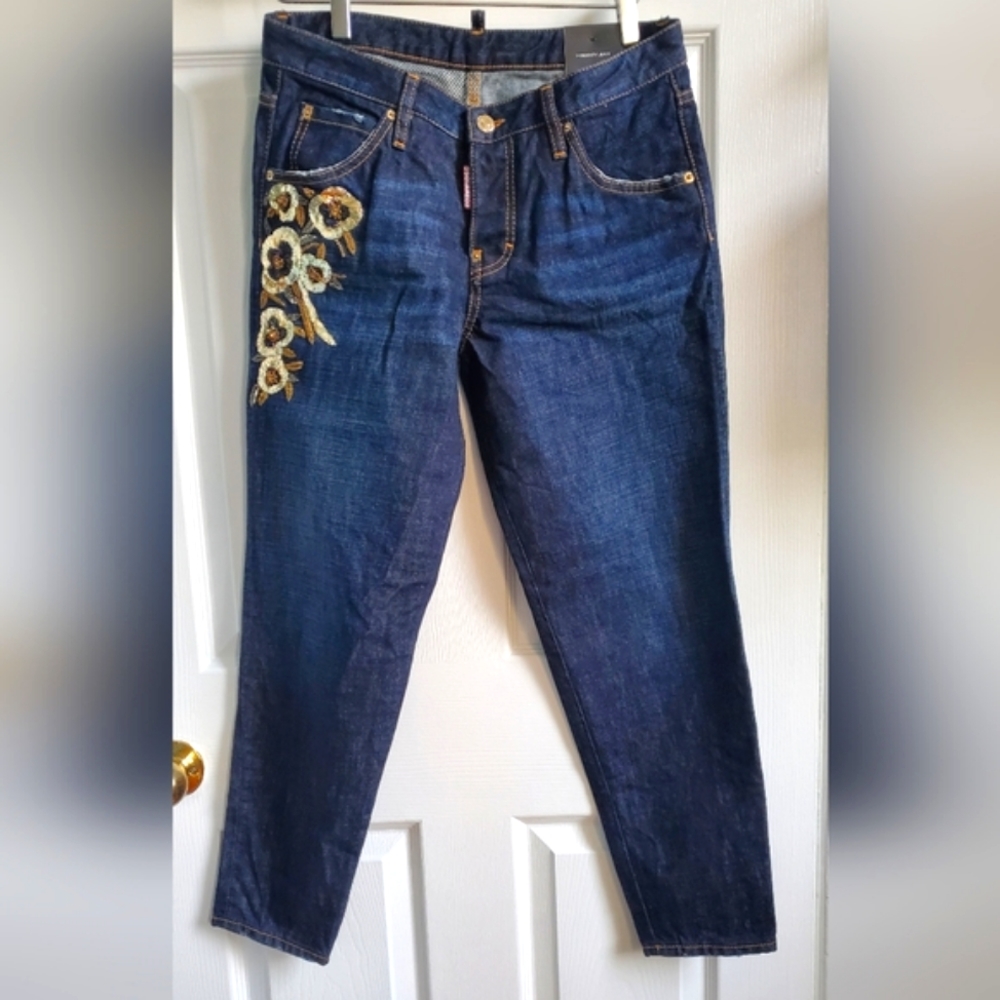 Dsquared2 Low Rise Skinny Leg Blue Jeans Size S US 4, IT 40 New Without Tags